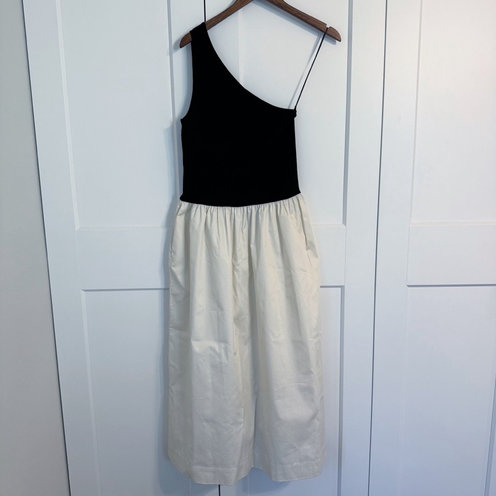 RAILS Women’s LARGE Anita Dress Colorblock Black Ivory One Shoulder Ribbed CP25 - Picture 5 of 12